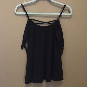 Black Cold Shoulder Top